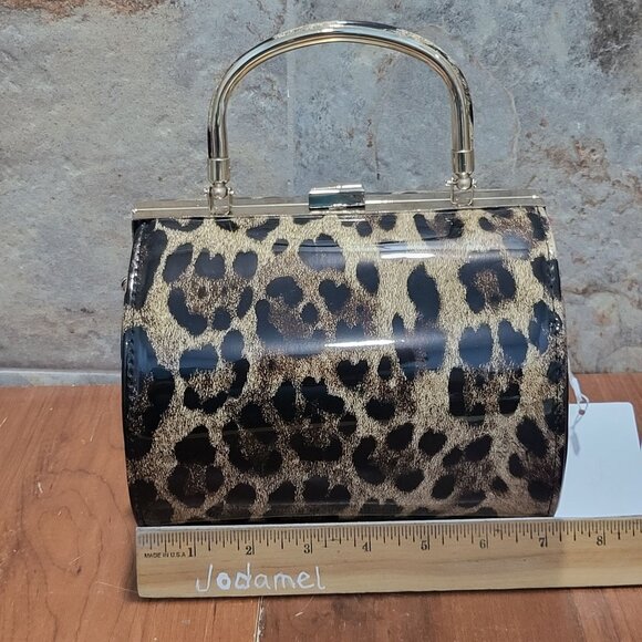 Leopard Print Round Barrel Shoulder Hand Bag - Picture 8 of 15